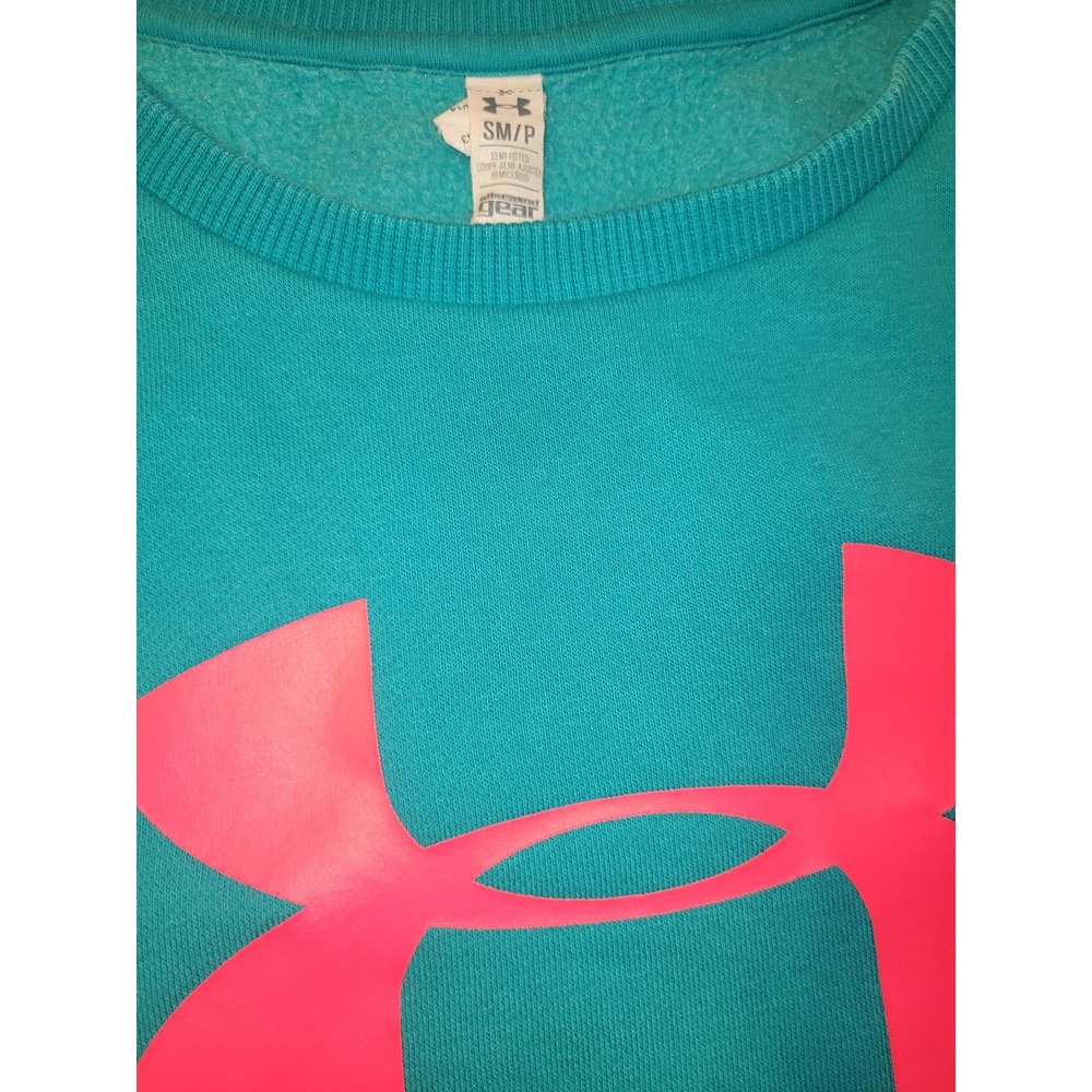 Under Armour Pullover Sweatshirt Activewear Top Pouch Pocket Teal‎ Small - Picture 2 of 5